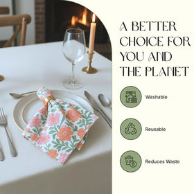 Ivy Heritage block print design napkins add vintage charm to formal and casual tables