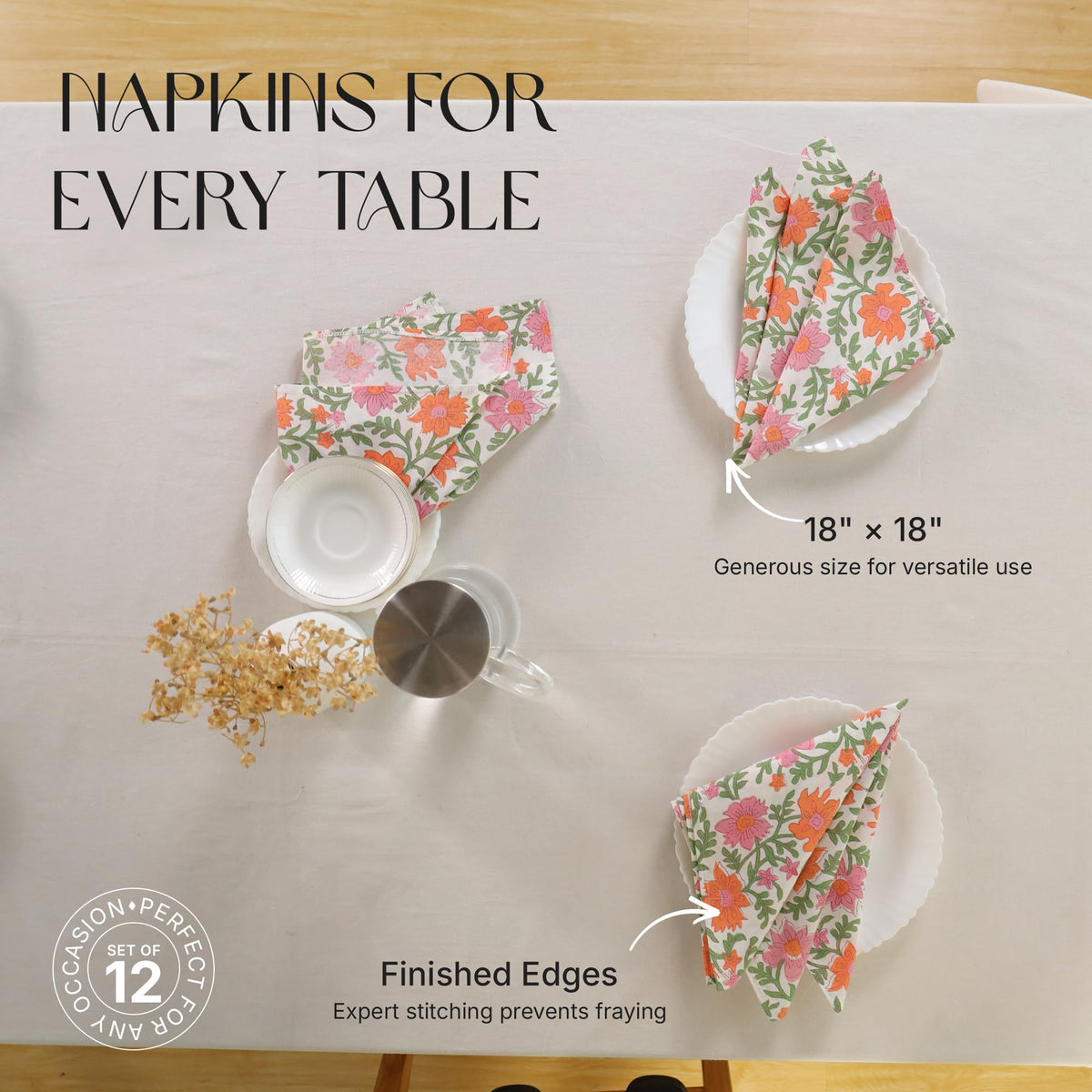 Ivy Heritage cotton napkins closeup reveals soft, absorbent fabric for everyday meals