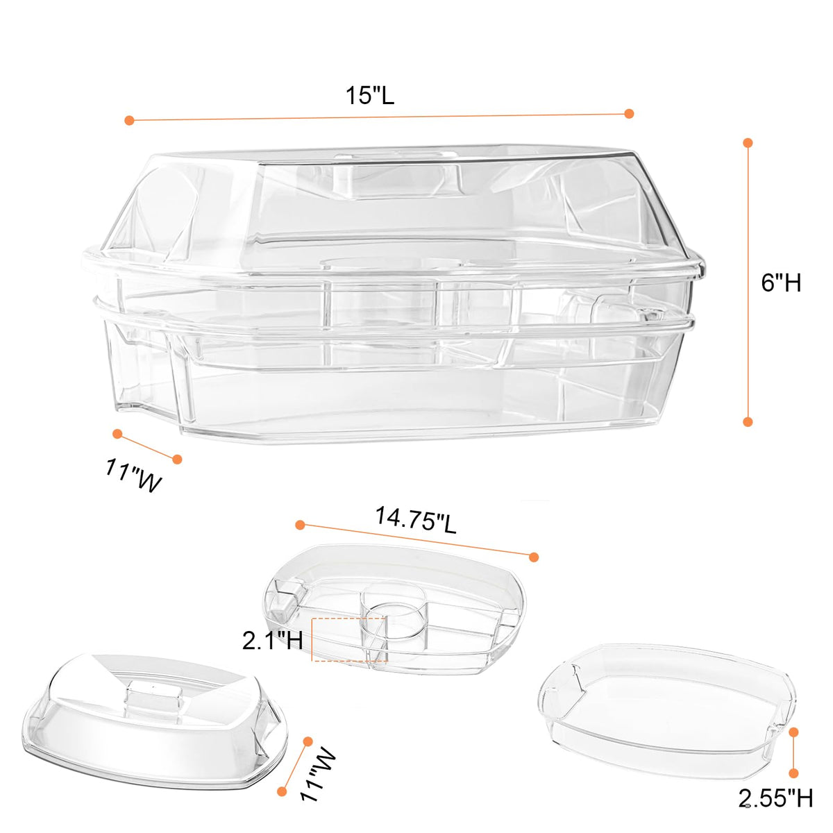 IVYHOME four-compartment platter ideal for sauces, dips, and bite-sized snacks