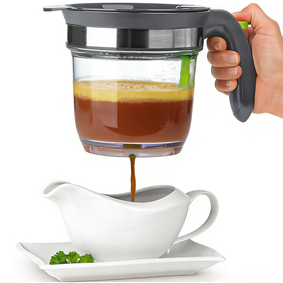 IVYHOME fat separator with bottom release for clear gravies and easy fat separation.