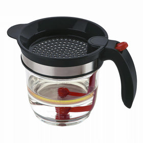 IVYHOME top lid strainer captures debris before pouring.