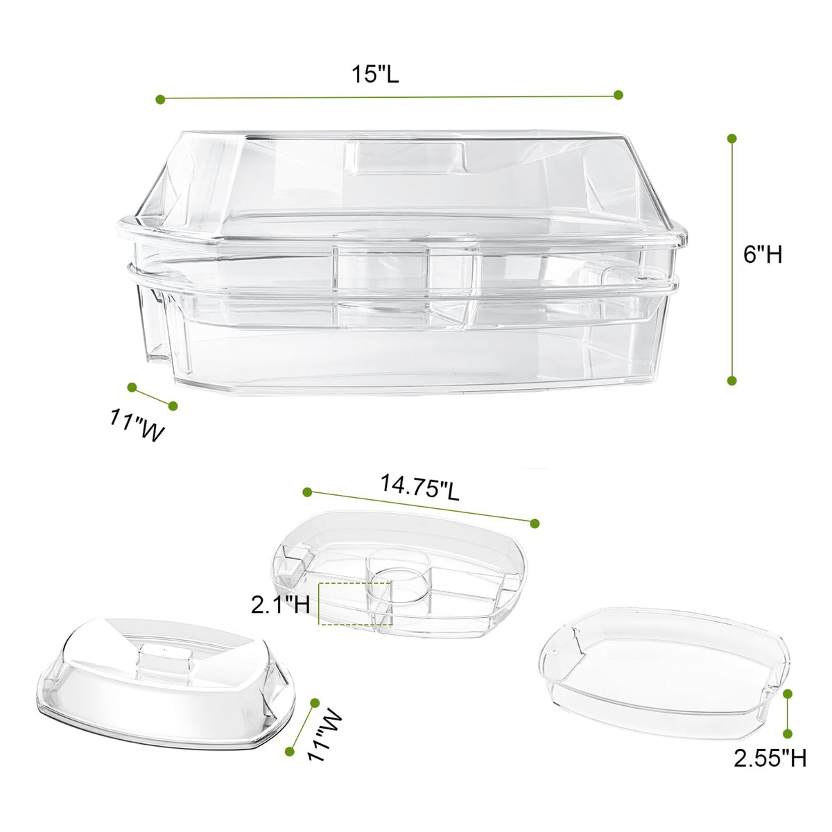 IVYHOME fruit and salad platter keeps produce chilled and appetizing