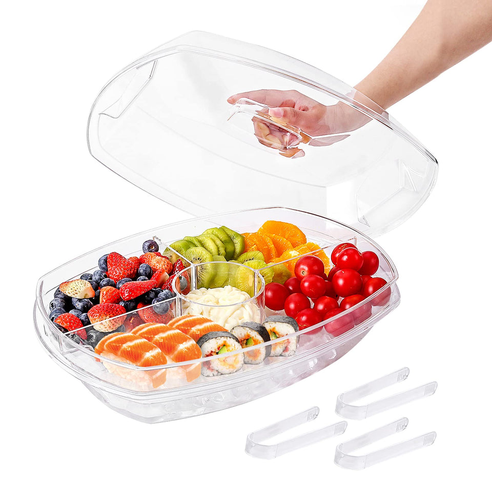 IVYHOME three-tier chilled tray with lid for elegant, organized serving at parties