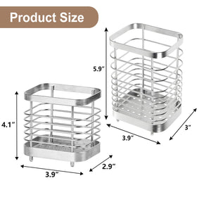IWNTWY stainless steel utensil holder with sturdy legs prevents slipping on the counter