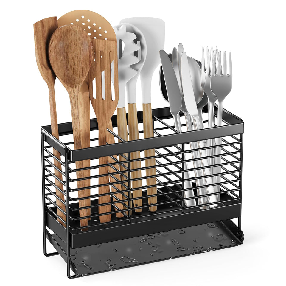 IWNTWY Utensil Holder stainless steel close-up shows rust-resistant durability
