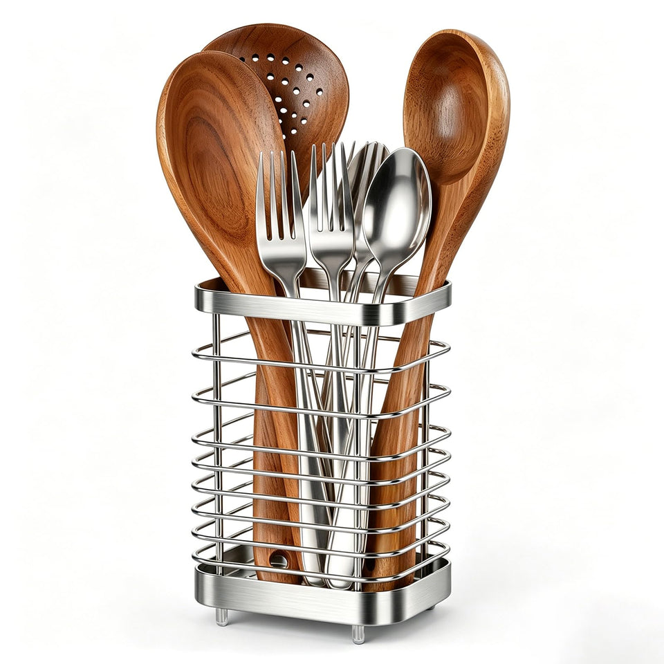 IWNTWY utensil rack on counter with drainage holes for quick drying and tidier surfaces