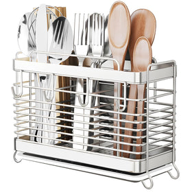 IWNTWY utensil rack with drain tray dries utensils quickly and keeps surfaces clean.