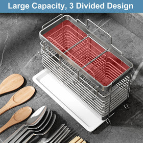 IWNTWY stainless steel utensil rack resists rust and cleans easily.