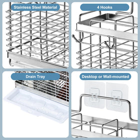 IWNTWY wall-mount utensil rack saves counter space and keeps utensils reachable.