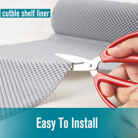 Iwtmm easy-cut liner install with scissors and ruler.