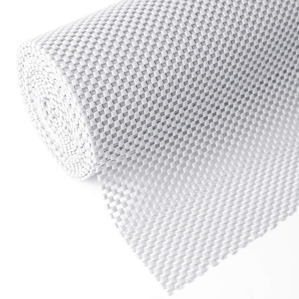 Iwtmm shelf liner close-up shows non-slip white roll for stable organization