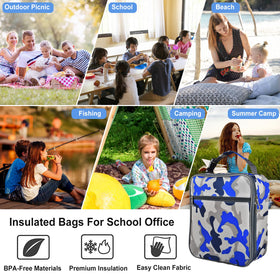 IWTTWY camo blue lunch bag for office and school use, versatile and practical.