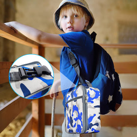 IWTTWY camo blue waterproof outer material resists spills and cleaning.
