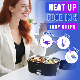 IXIIE on desk reheats meals with 110V power for convenience.