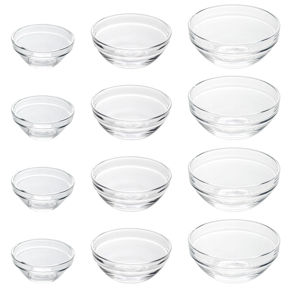 Iyulania clear glass bowls 2.5 oz for precise prep portions.