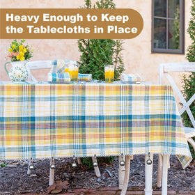 Iyulania stainless steel weights keep tablecloths in place on breezy days.