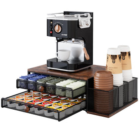 IZLIF Coffee Bar Organizer showing 60-drawer capacity for K Cups