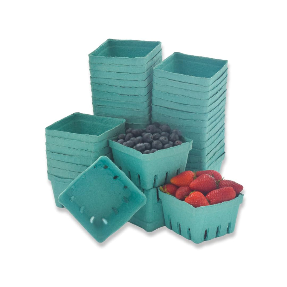 JA Kitchens green molded pulp berry basket vented for fresh produce display