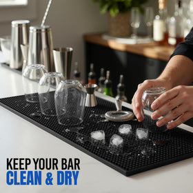 JAANIS bar mats protect countertops from spills and stains.