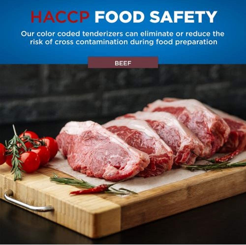 Handheld design of Jaccard tool for quick prep at barbecues.