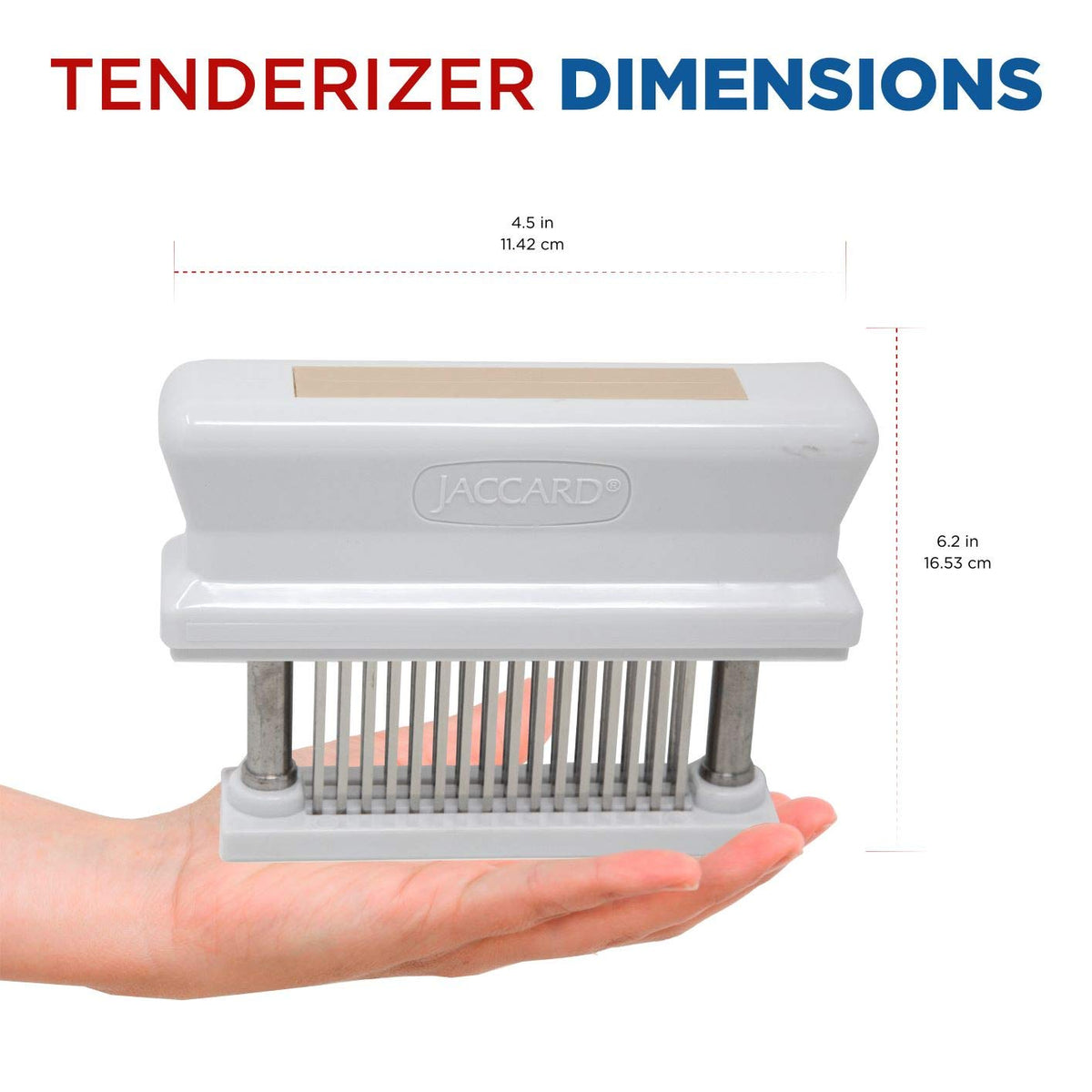 Close-up of razor blades on the Jaccard tenderizer for tenderizing connective tissue