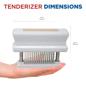 Close-up of razor blades on the Jaccard tenderizer for tenderizing connective tissue