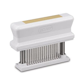 Jaccard 200348T tan 48-blade tenderizer shown from the side highlighting even marinade absorption