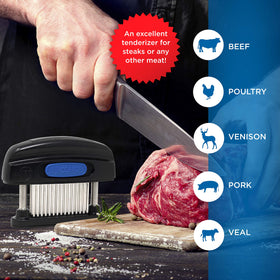 Jaccard tenderizer stainless steel columns highlight durability and corrosion resistance.
