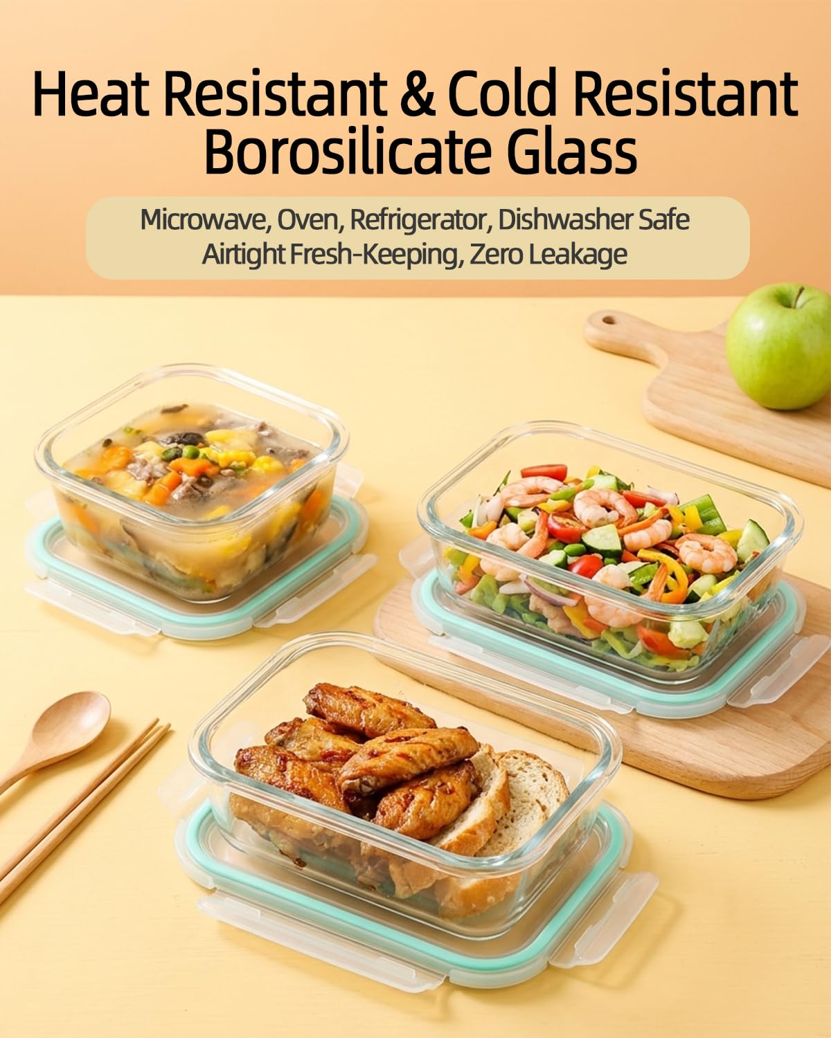JACCOOTHALIA rectangle 12-5oz glass container sauces and condiments