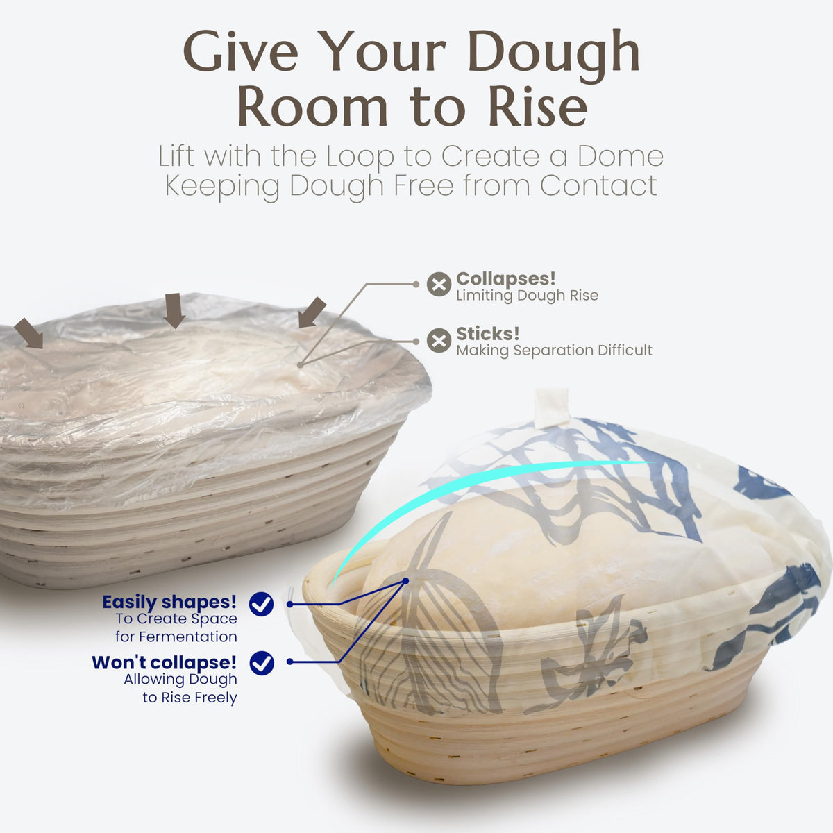 JACYAO'S cover with handle lifts without dough contact.