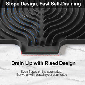 JACZZO dish drying mat highlights air circulation beneath dishes for faster drying.