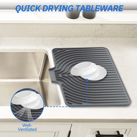JACZZO grey dish mat complements modern kitchens with functional design.