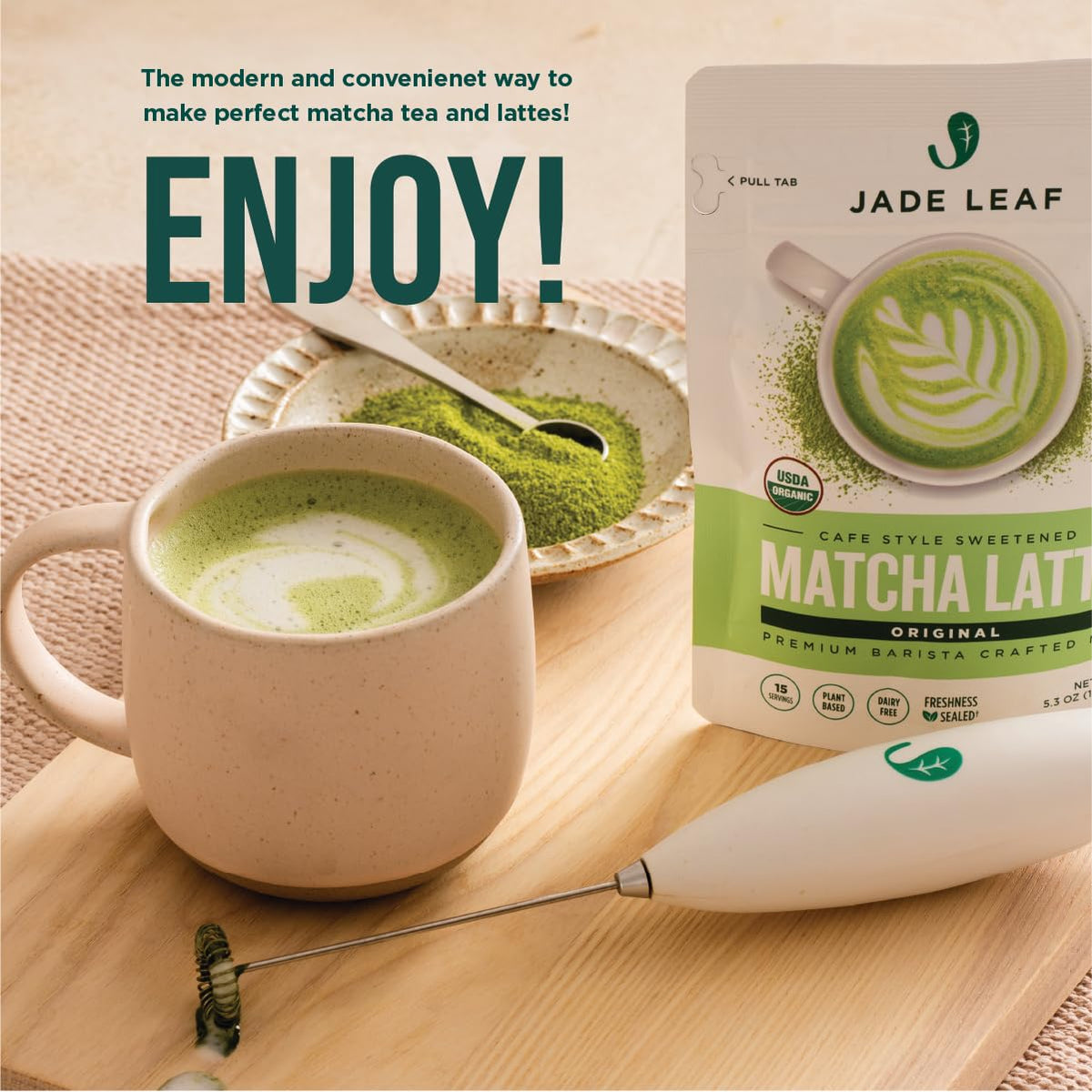 Jade Leaf easy-cleaning stand keeps your counter tidy.
