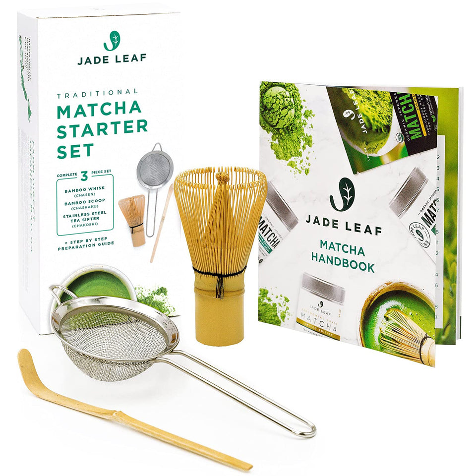 Jade Leaf Matcha bamboo chasen whisk for silky, lump-free whisking at home.