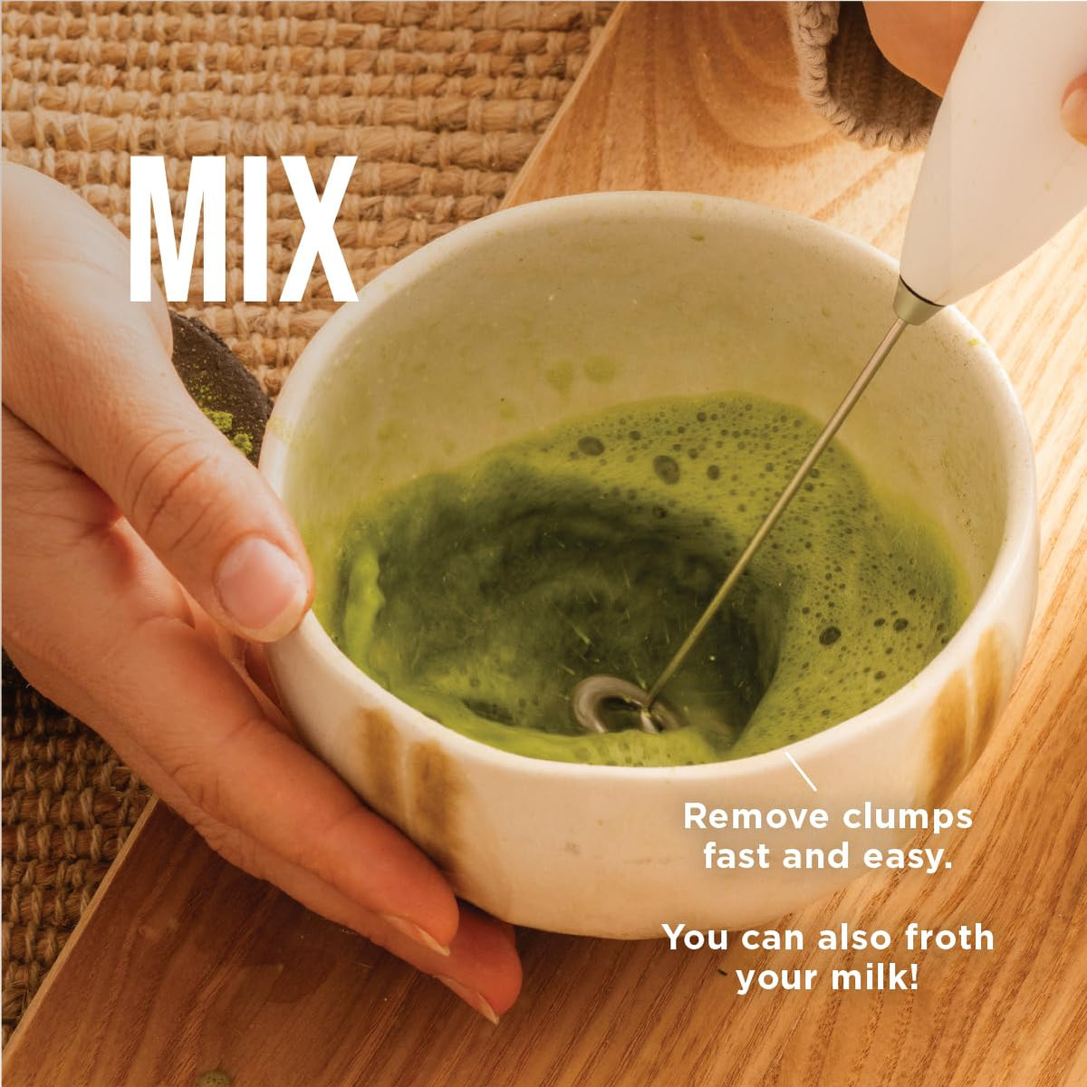 Jade Leaf Matcha bowl shown in use for a smooth tea pour.