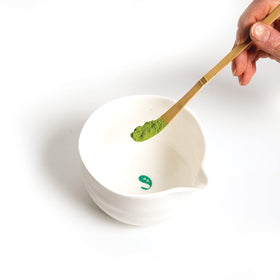 Jade Leaf Matcha handmade porcelain bowl with white matte glaze for elegant prep.