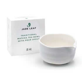 Jade Leaf Matcha porcelain bowl with pour spout for precise pouring.