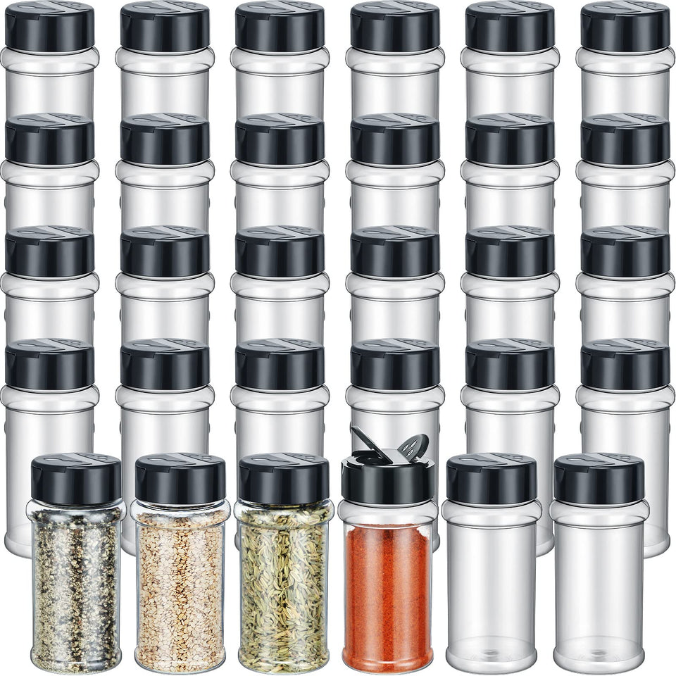 Jadive 36 piece spice jars with shaker lids for organized pantry storage