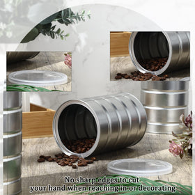 Jadive stackable coffee cans save cabinet space and simplify organization.