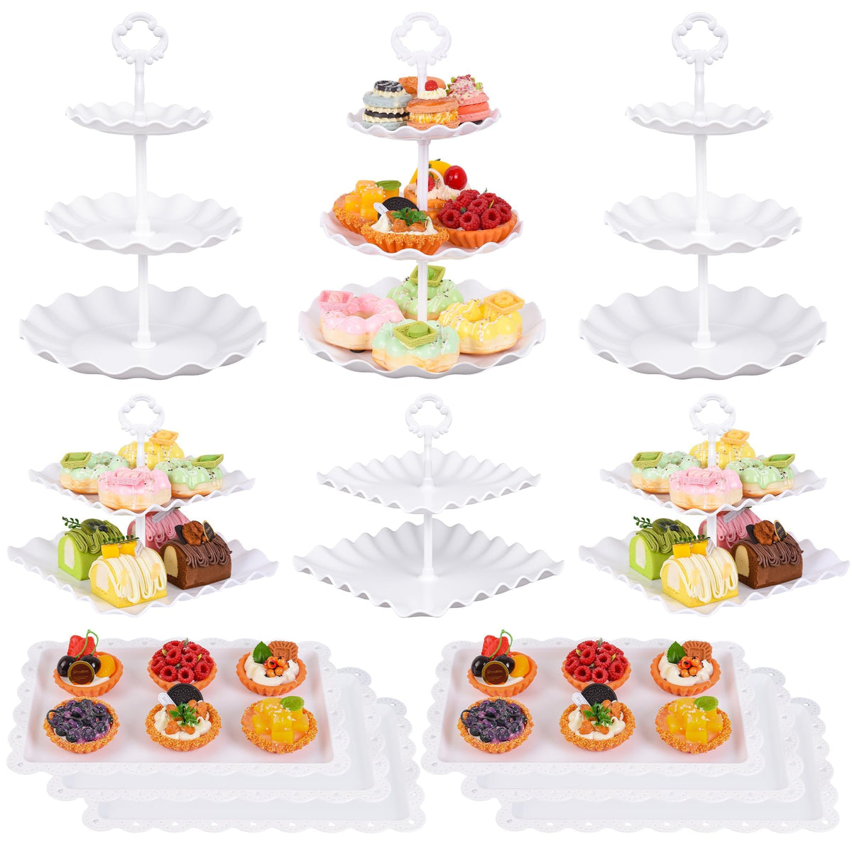Jaevorite 12-pack cupcake stands white, ideal for wedding dessert displays