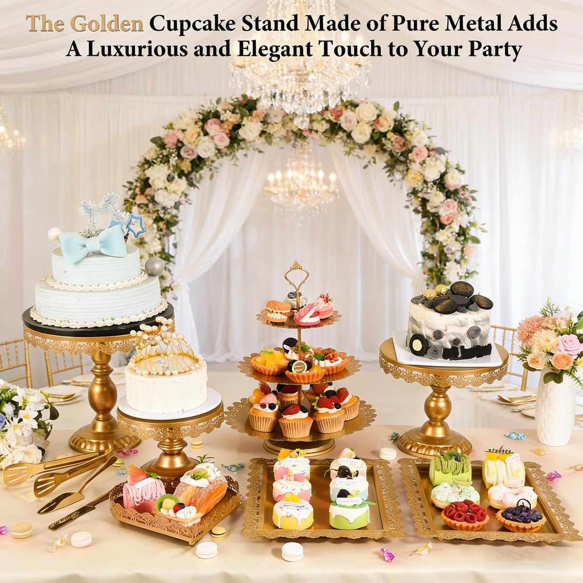 Jaevorite elegant dessert table display enhances weddings and celebrations.