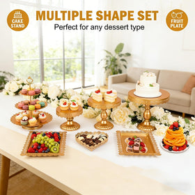 Jaevorite gold cupcake stands provide shimmering focal points.