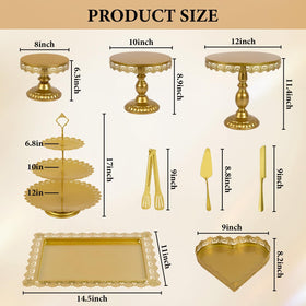 Jaevorite three-tier gold dessert stand elevates party dessert displays.