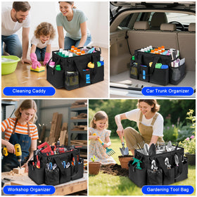 Jaffzora Car Trunk Organizer Bag helps transport cleaning gear in your vehicle