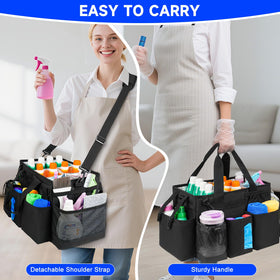 Jaffzora Cleaning Caddy Bag seven pockets organize tools, phones, and bottles