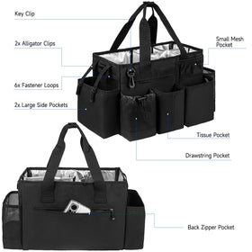 Jaffzora Cleaning Caddy Bag removable dividers keep supplies neatly separated