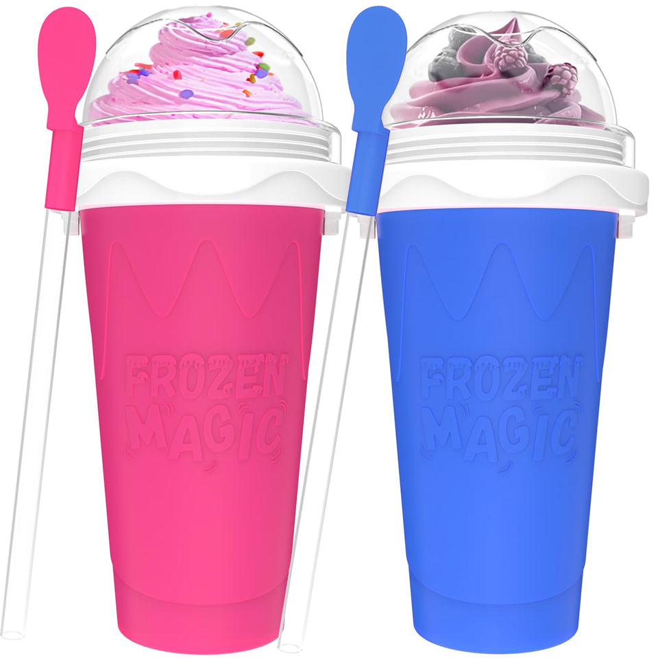 Jairuty slushie cup set in blue and pink for quick frozen treats
