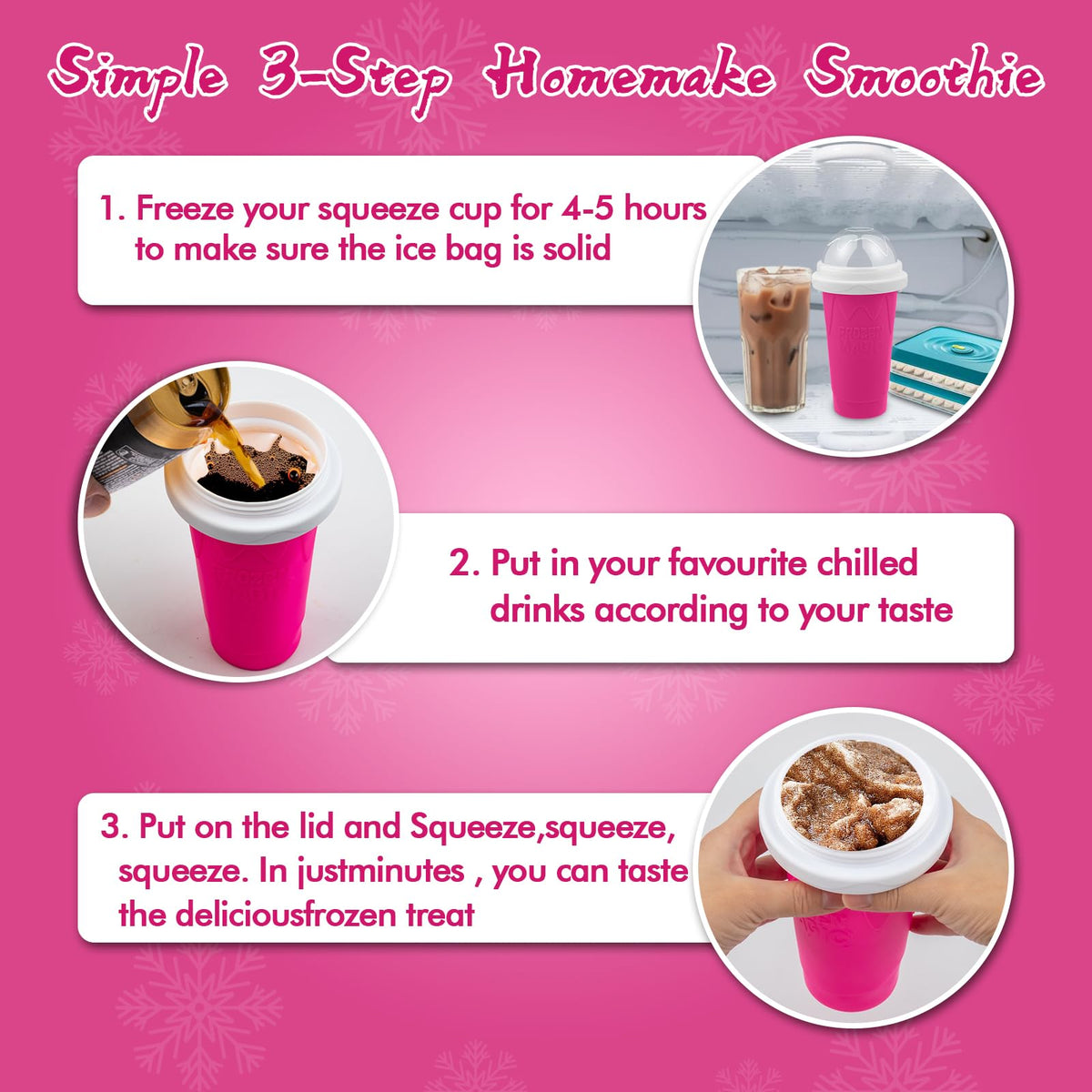 Jairuty pink slushie cup side view shows portable design