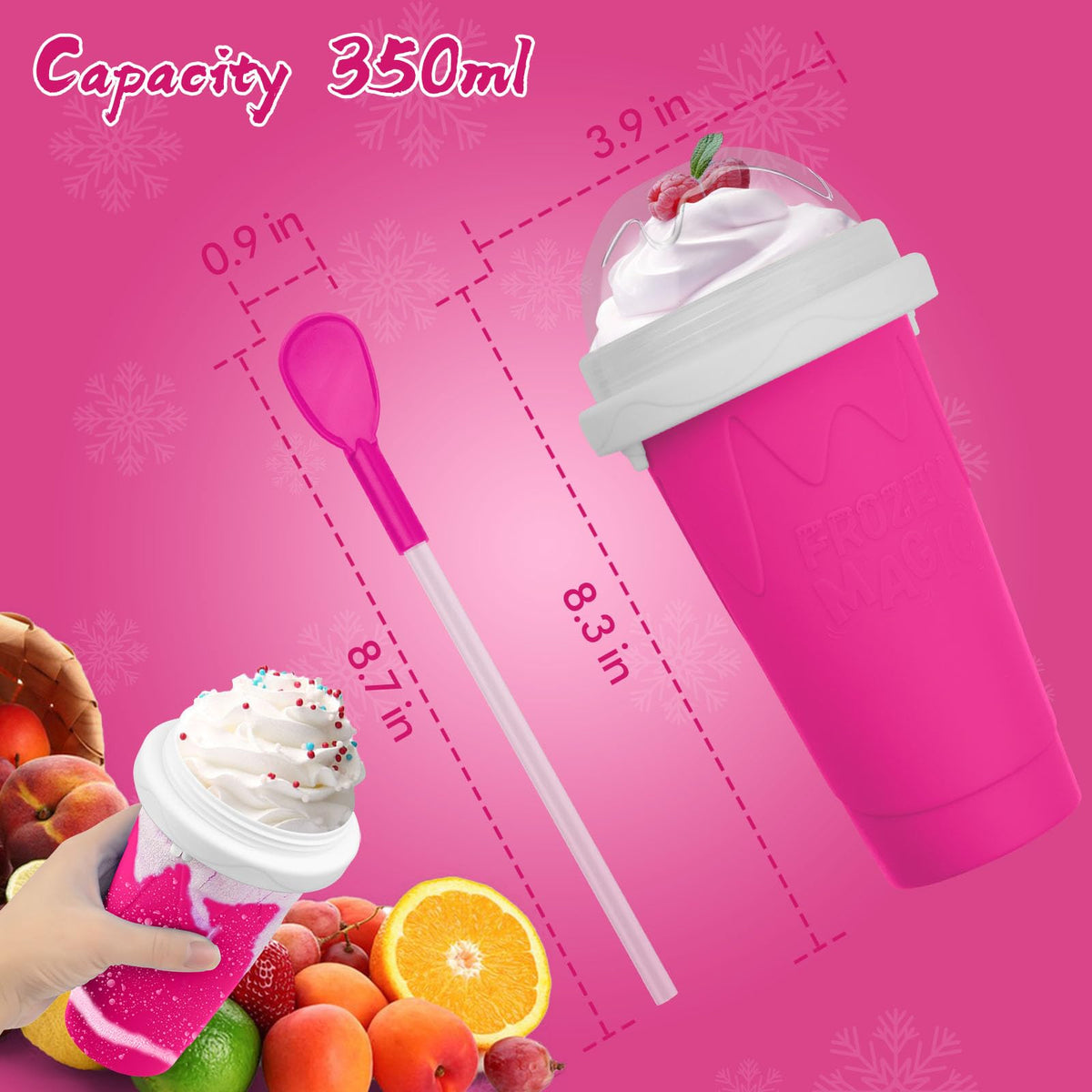 Jairuty slushie cup 2 in 1 straw and spoon for easy tasting