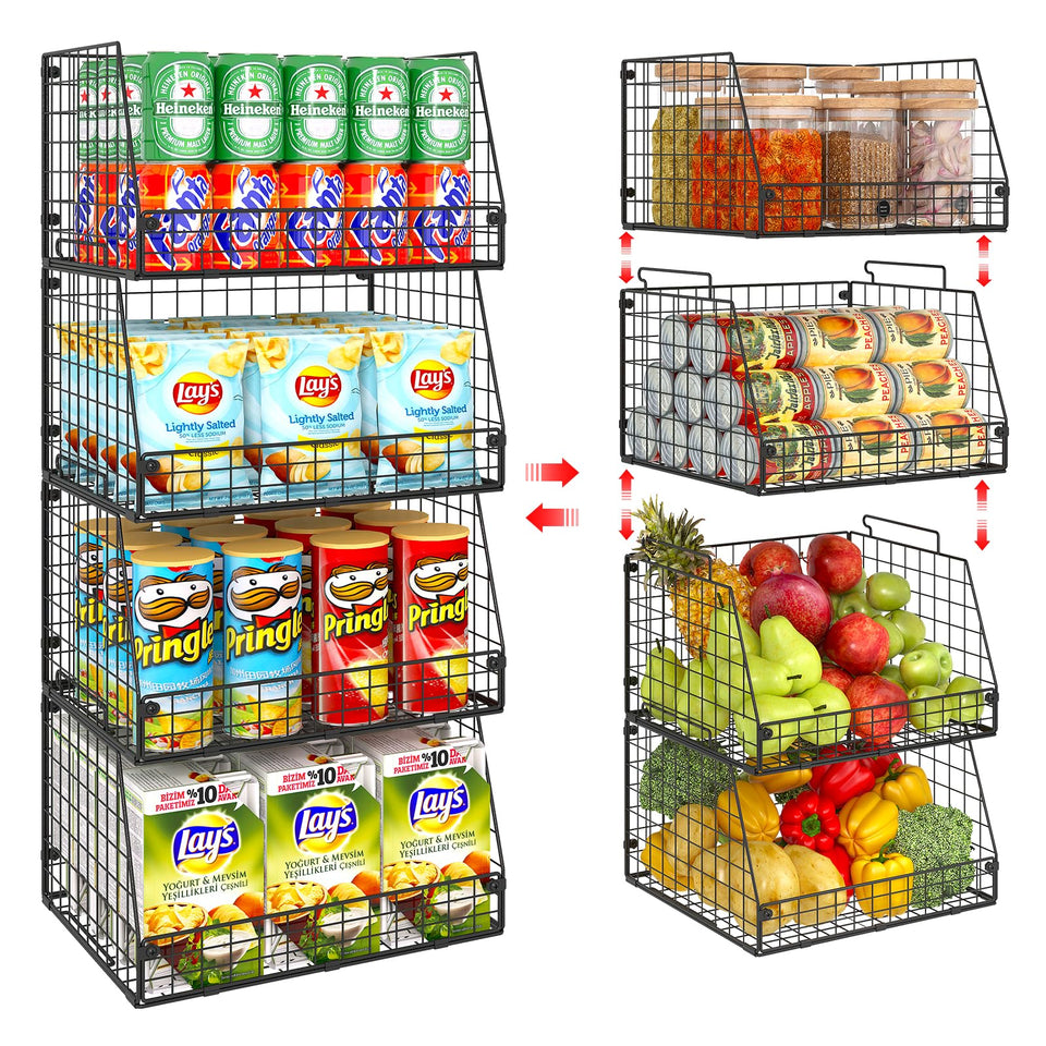 Jakyitvi 4-pack XXL stackable basket front view shows open access and visibility.